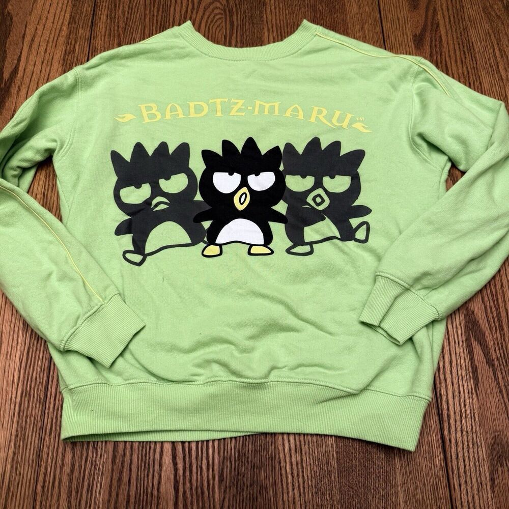 Badtz Maru by Sanrio Japanese Penguin Character Graphic Sweatshirt Lime Green S